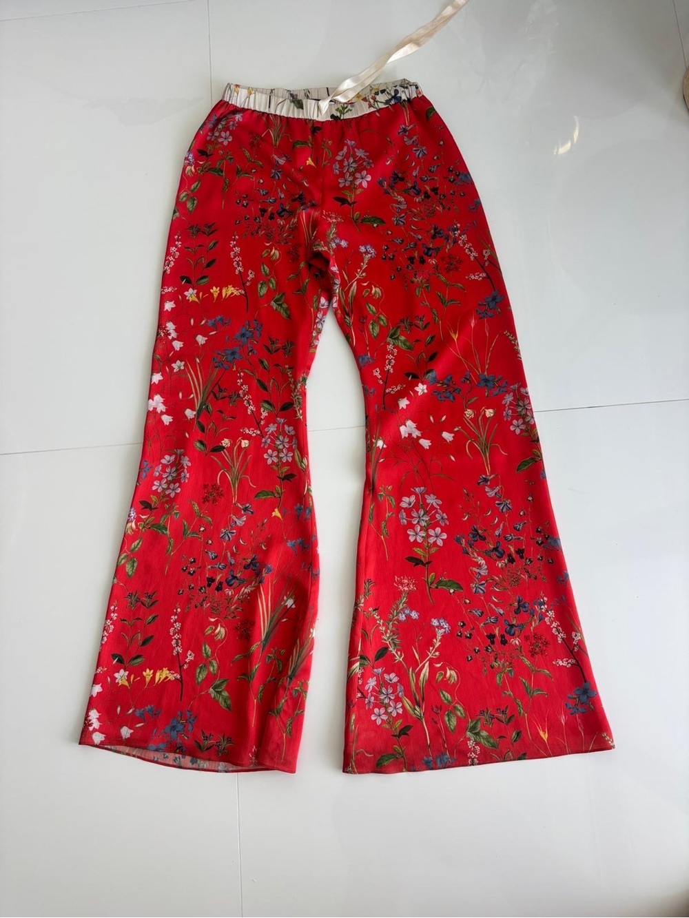Alexis Red Floral Print Flared Pants